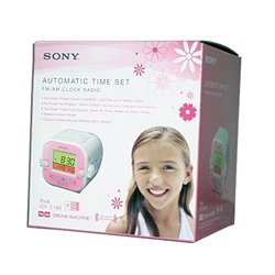 Sony ICF-C180 FM/AM Clock Radio with Automatic Time Set (Pink)