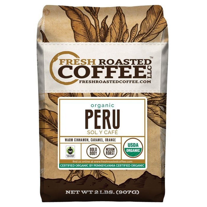 Peru Sol y Caf&eacute; Organic Fair Trade, Whole Bean, Fresh Roasted Coffee LLC. (2 lb.) N4