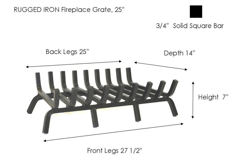 Rugged Iron Lifetime Fireplace Grate - 25" N2