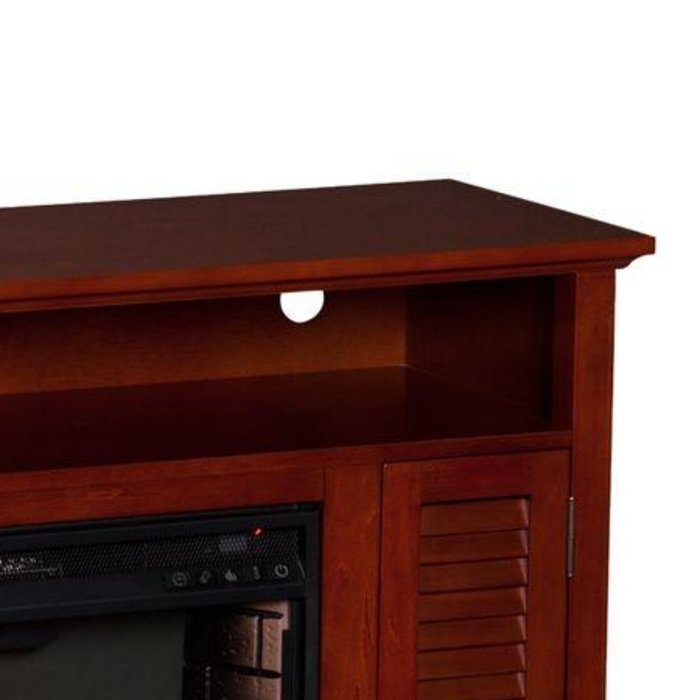 Leven 48 in. Portable Free Standing Traditional Electric Indoor Wood Burning Fireplace in Classic Mahogany, with... N7