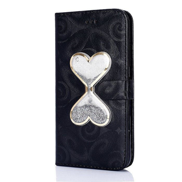 Galaxy S6 Case,Galaxy S6 Wallet Case, PHEZEN Bling Liquid Glitter Love Heart Floating 3D Hourglasses Luxury Pu... N45