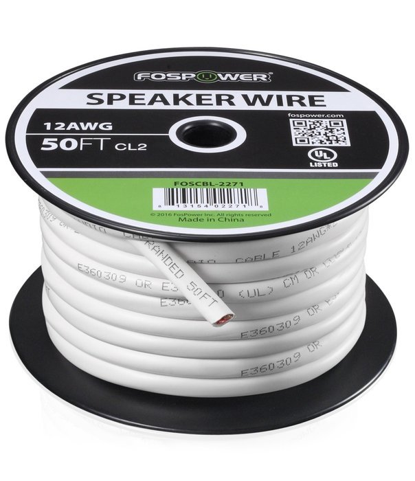 FosPower CL2 Rated 14AWG 2-Conductor In-Wall Speaker Wire (100 Feet) Oxygen-Free Pure Copper - UL Listed for In-Wall... N2