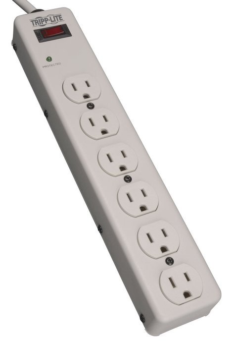 Tripp Lite 6 Right Angle Outlet Surge Protector Power Strip, 6ft Cord, Metal, & $75K INSURANCE (TLM626)