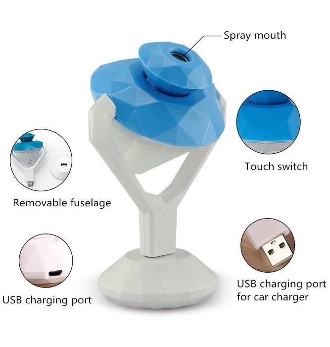 LingsFire Portable USB Aroma Mini Diffuser Diamond-shaped Air Humidifier Mist Maker for Home Office Car N3