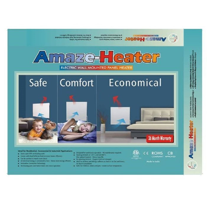 Amaze Heaters Wall Mounted Electric Heater, Heat Reflector, 250 Watt N4