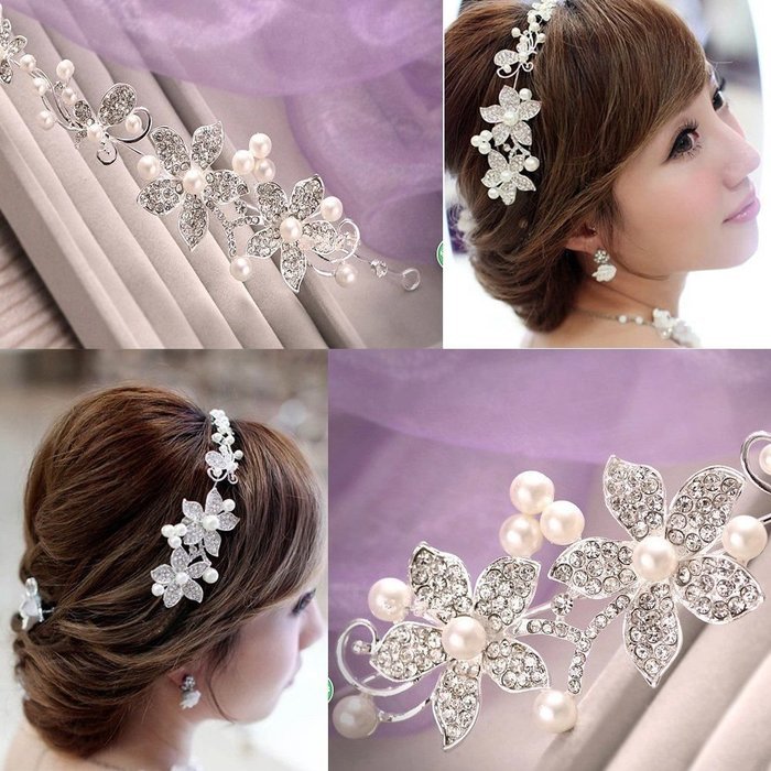 Bendable Shiny Bridal Tiara Butterfly Flower Diamante Wedding Hair vine Headband