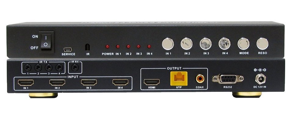 A-NeuVideo ANI-QUAD-MINI HDMI 4x1 Quad Multi-Viewer with Seamless Switcher and Cat6 Extender