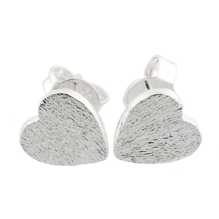 Fashion Women Frosted Heart 925 Sterling Silver Ear Stud Earrings Jewelry