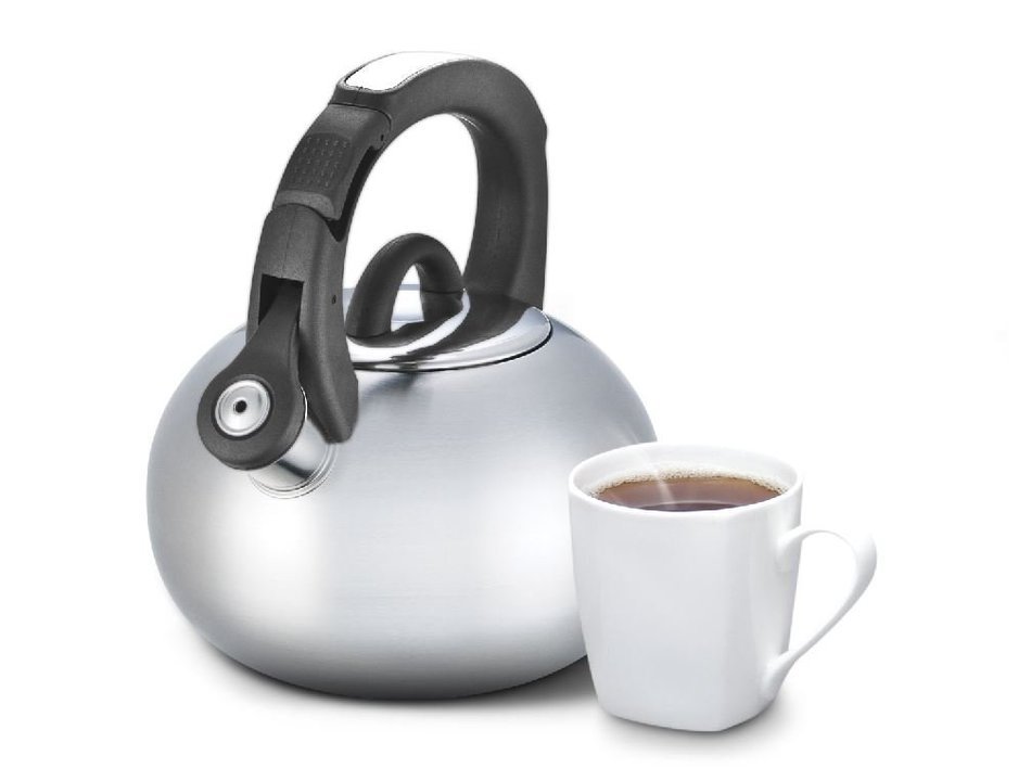 Mr Coffee Piper Shine Brushed Tea Kettle, 2 quart, Stainless Steel
