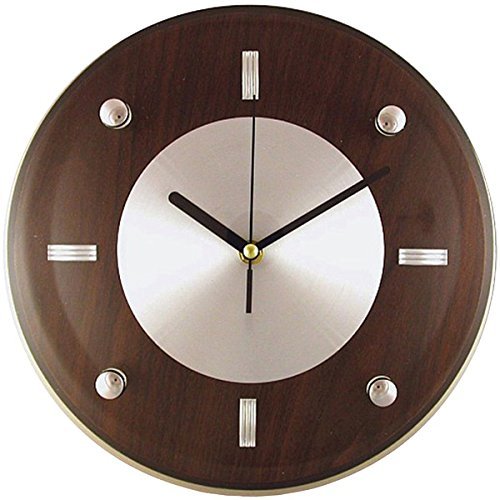 New TIMEKEEPER 6014 11" Round Wall Clock (Espresso Brown)