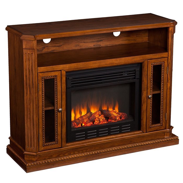 Brown Oak Finish Wildon Home Remote Control Delaney Infrared Electric Fireplace Media Console For TV's Up To 45" N5