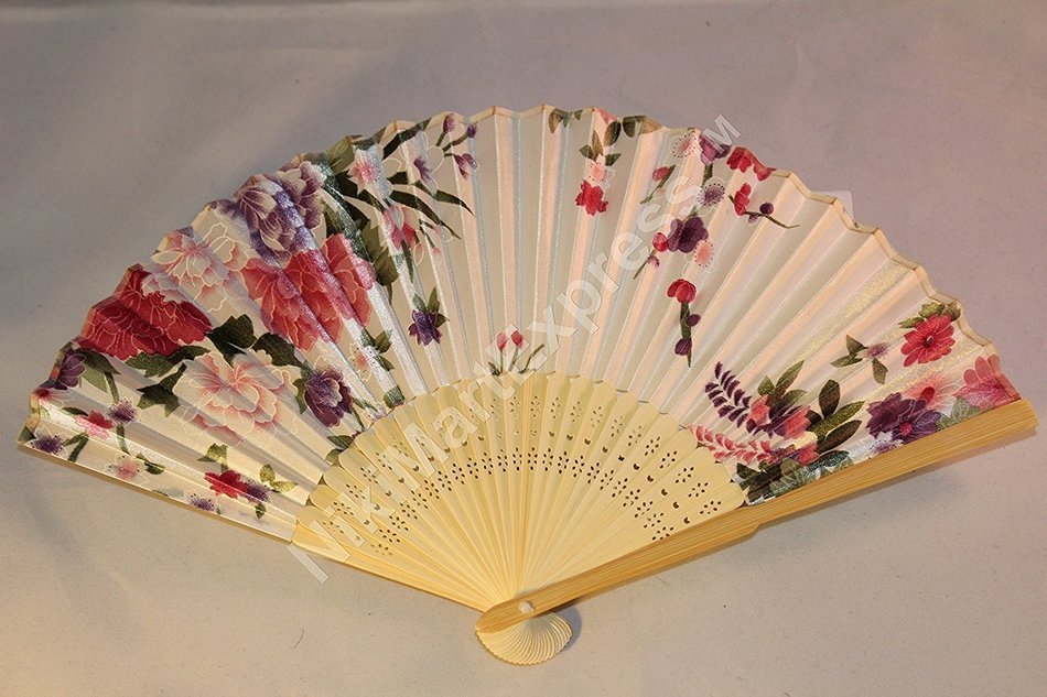 Oriental Lady White Bamboo & Silk Hand Folding Fan, Wall Art, Decoration (hot pink) N6