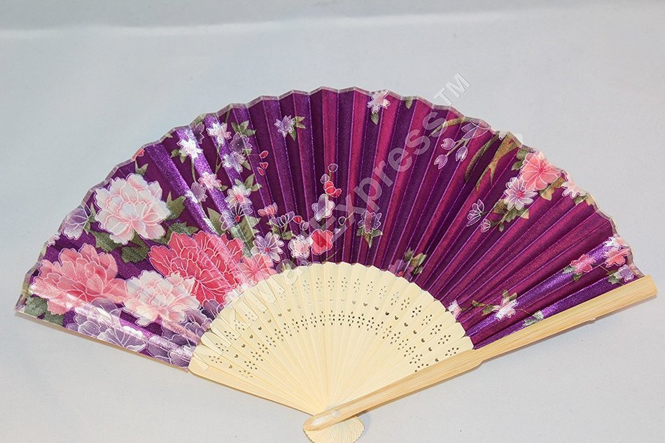 Oriental Lady White Bamboo & Silk Hand Folding Fan, Wall Art, Decoration (hot pink) N7