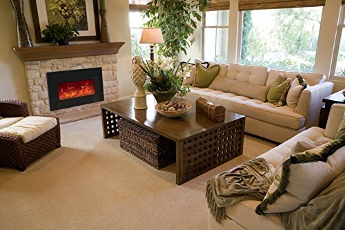 Amantii Medium Electric Fireplace Insert with Black Glass Surround - INSERT-30-4026 N3