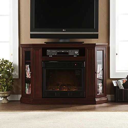Belvedere Cherry Modern Media Console Fireplace N4