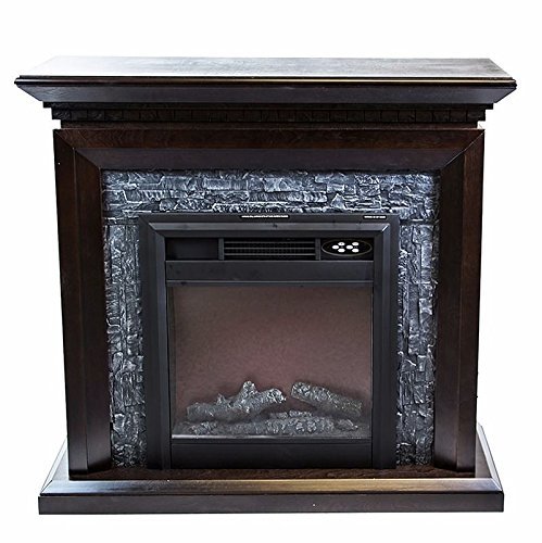 kissemoji 44" Electric 3d Flame Firebox Fireplace Embedded Insert Heater w cabinet (BLACK) N3