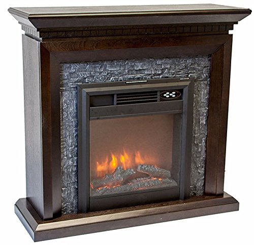 kissemoji 44" Electric 3d Flame Firebox Fireplace Embedded Insert Heater w cabinet (BLACK) N4