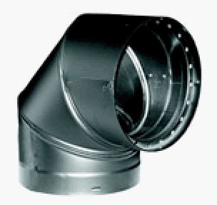 Chimney Plus 299006 Duravent 6 Inch x 90 Degree Elbow Double Wall Black Stovepipe