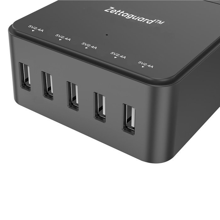 Zettaguard Mini 2-Outlet Travel Power Strip / Surge Protector with USB Charger / USB Charging Station (5-Port...