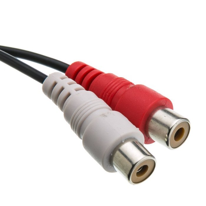 C&E CNE63417 2 x RCA Male, 1 x 3.5mm Stereo Female, Y-Cable 6-Inch Gold Plated Connector, 2-Pack N3