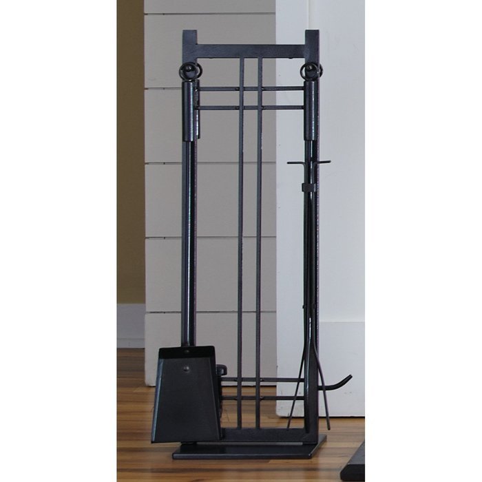 Preston 5 Piece Steel Fireplace Tool Set In Black Finish N2