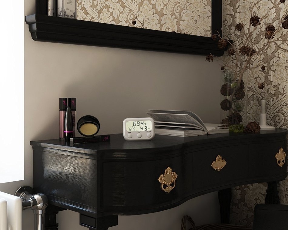 Indoor Thermometer &mdash; Hygrometer & Desktop Clock &mdash; Easy To Read & Accurate &ndash; Displays Temperature, Humidity and... N2