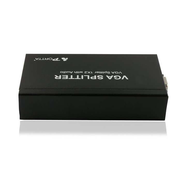 Portta PET0102V 2 Port 1x2 VGA Splitter with 3.5mm Stereo Audio support Bandwidth 500MHz 1080p
