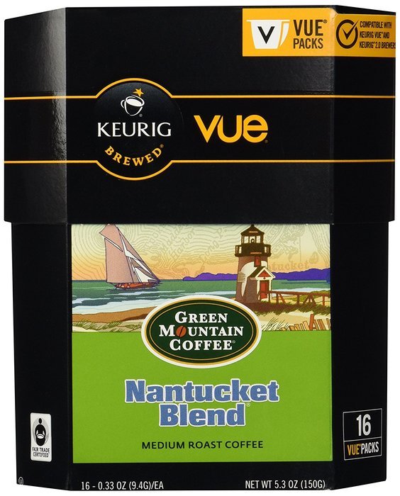 Green Mountain Coffee Nantucket Blend, Vue Cups for Keurig Vue Brewers 32 Count N3
