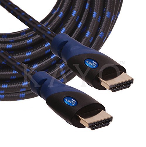 KAYO Hi-Speed HDMI2.0 Cable 30 FT/ Blue, Black Sleeve/ Supports Ethernet,3D,4K & Audio Return