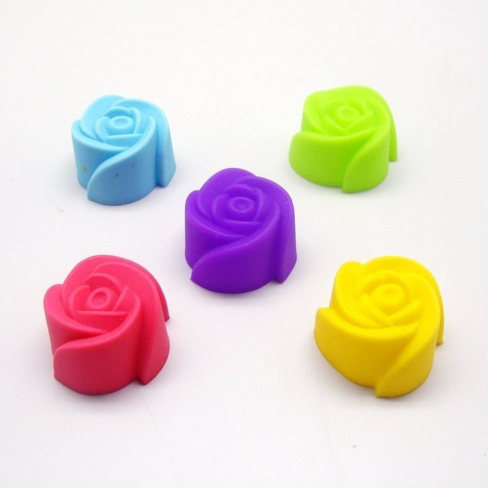 10 Pcs Rose Reusable and Non-stick Flower Silicone Individual Baking Molds, Muffin Cookie Cup Cake Baking Mold...