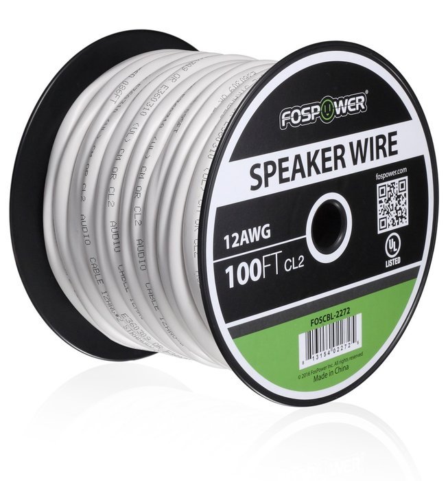 FosPower CL2 Rated 14AWG 2-Conductor In-Wall Speaker Wire (100 Feet) Oxygen-Free Pure Copper - UL Listed for In-Wall... N7