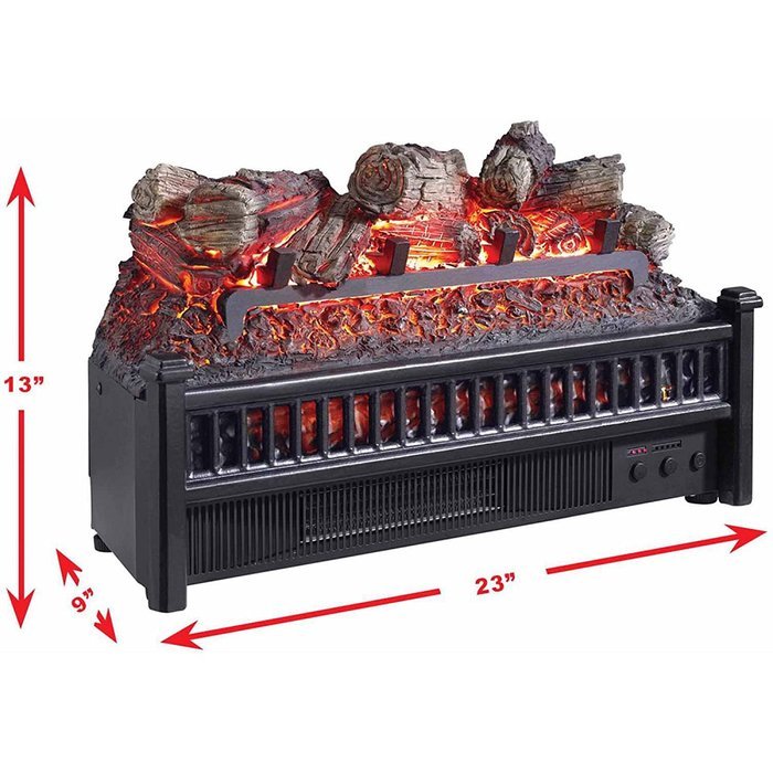Pleasant Hearth 24 Inch Wall Hanging Electric Crackling Log with Heater, Black