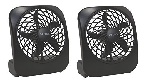 Portable Battery-Operated Fan in BLACK, 5 In. (2 Pack)