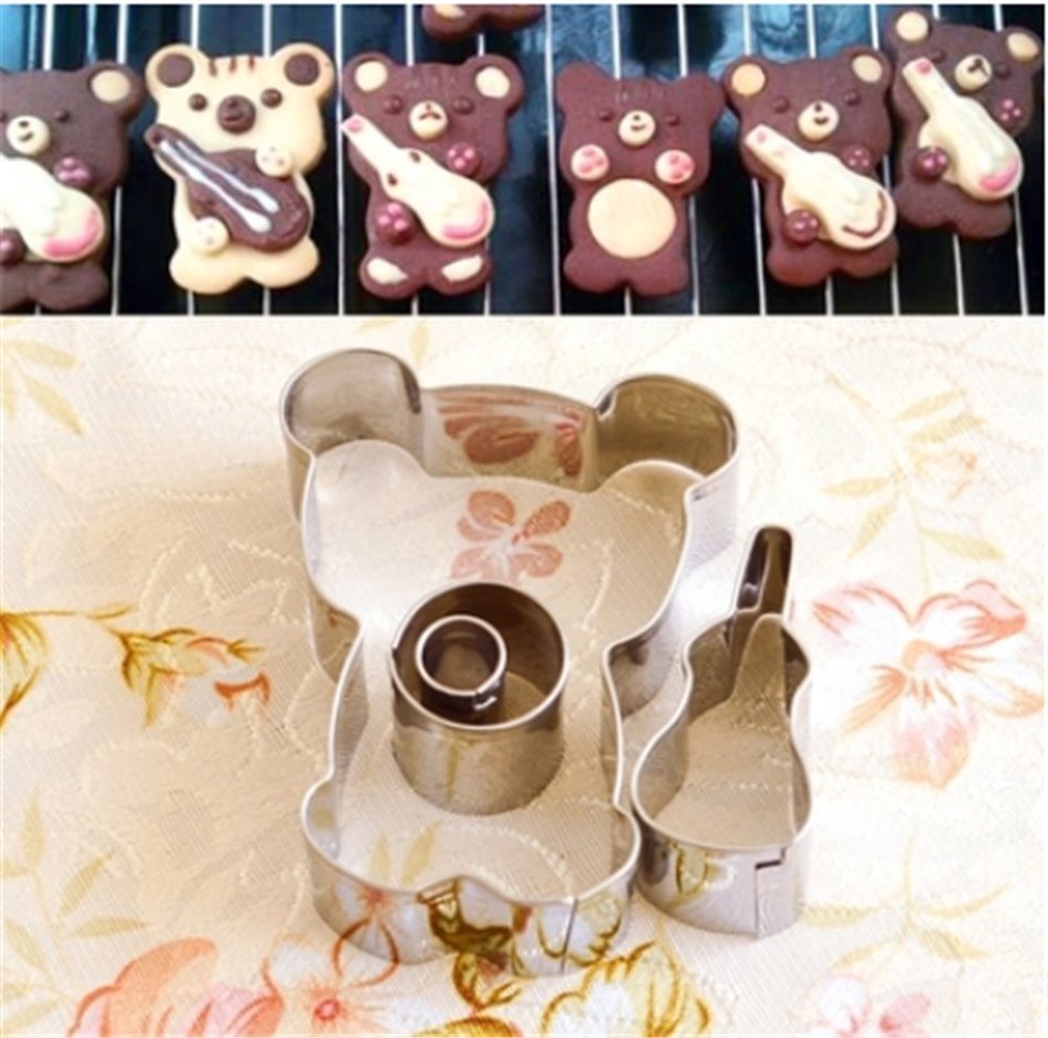 SNW Guitar Bear Stainless Steel Cheese Cake Cookie Cutter Mold Bakeware