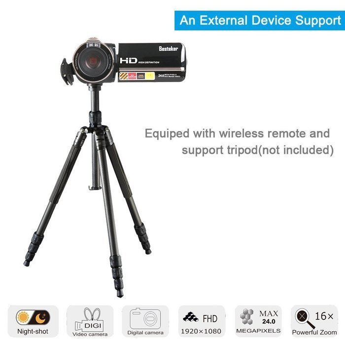 Camera Camcorders, Besteker Portable 1080P 24MP 16X Digital Zoom Video Camcorder with 2.7" LCD and 270 Degree... N5