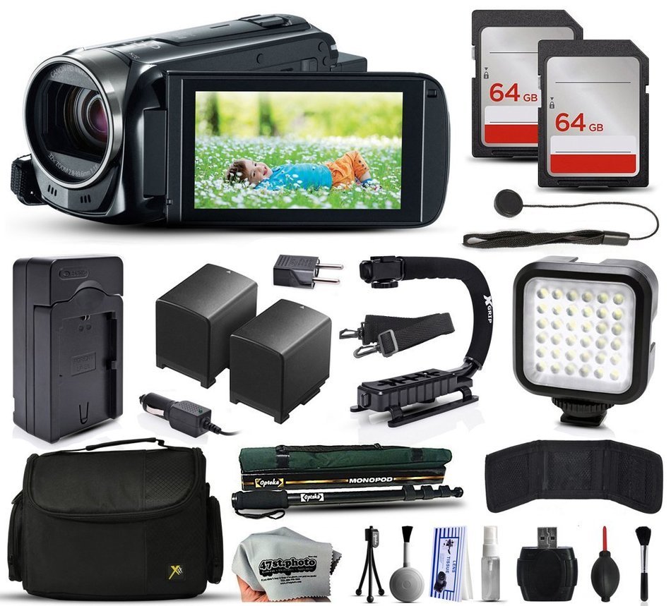 Canon VIXIA HF R52 HFR52 HD Camcorder Video Camera + 128GB Memory + Charger with Car/Euro Adapter + Action Stabilizer...