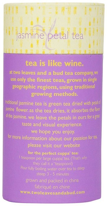 Two Leaves and a Bud Jasmine Petal Loose Tea Cylinder, 3.5 Ounce Packages N3