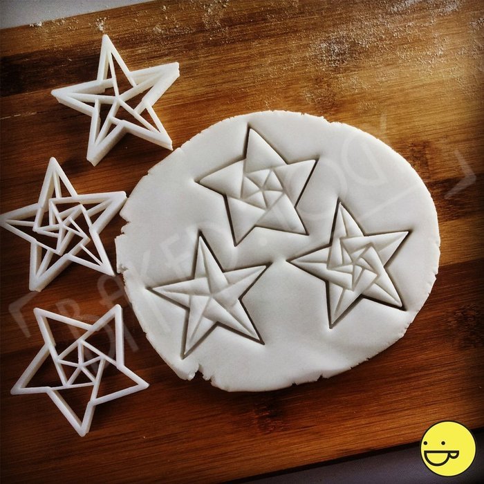FULL SET: 5 Sided Star Cookie Cutters (Style 1, 2 and 3)