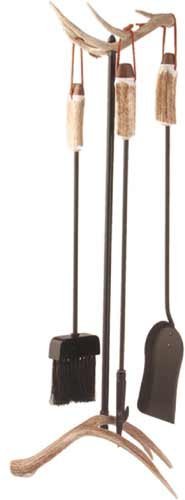 Antler Fire place set w/Bristle Brush