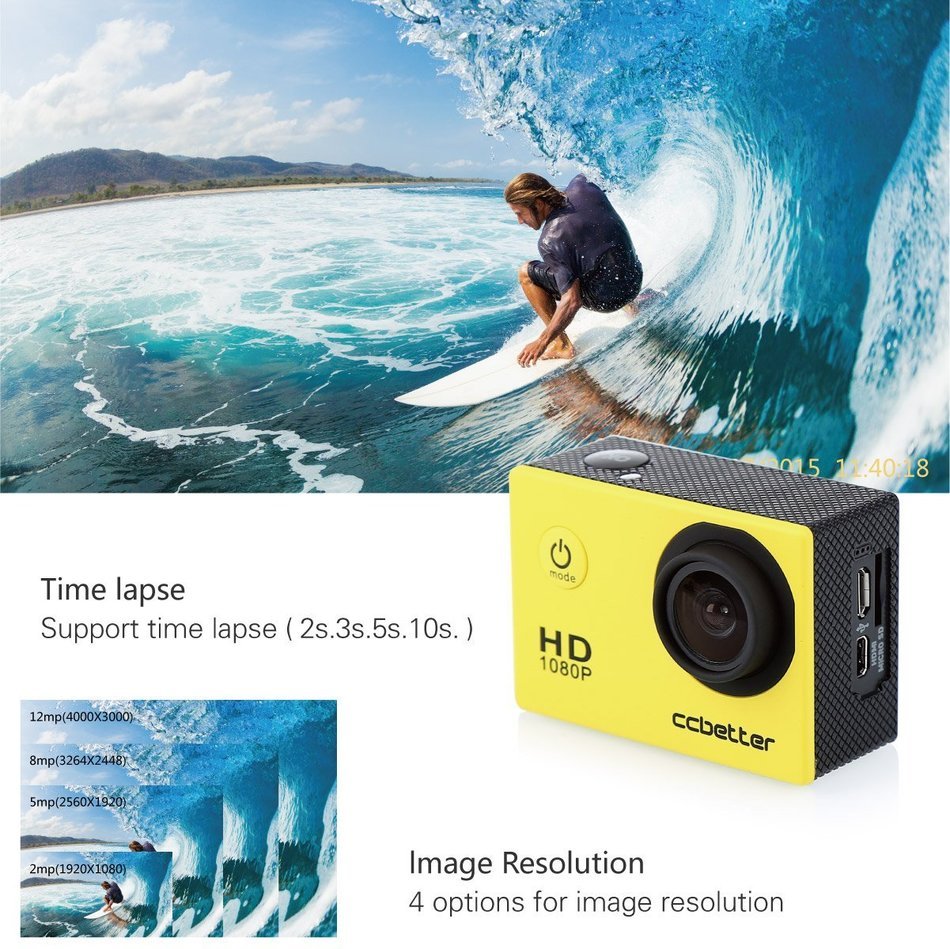 Blusmart Pro 710 12mp Sports Action Camera 120 Degree Waterproof Diving Video DVR with 2 Batteries and Free Accessories... N3