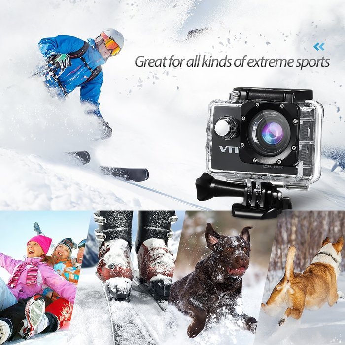 Vtin 2.0 Inch 1080P HD Waterproof Sports Action Camera DV Camcorder Kit with 170 Degree Wide Angle Lens and 16... N3