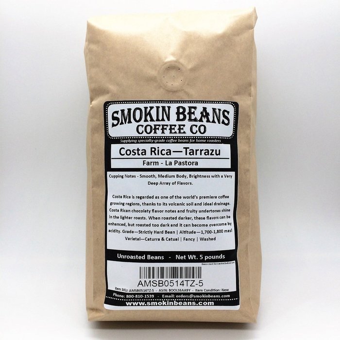 5-pounds &ndash; Costa Rica &ndash;Tarrazu &ndash; Green Unroasted Whole Coffee Beans - In a Burlap Bag - For Home Coffee Roasters... N2