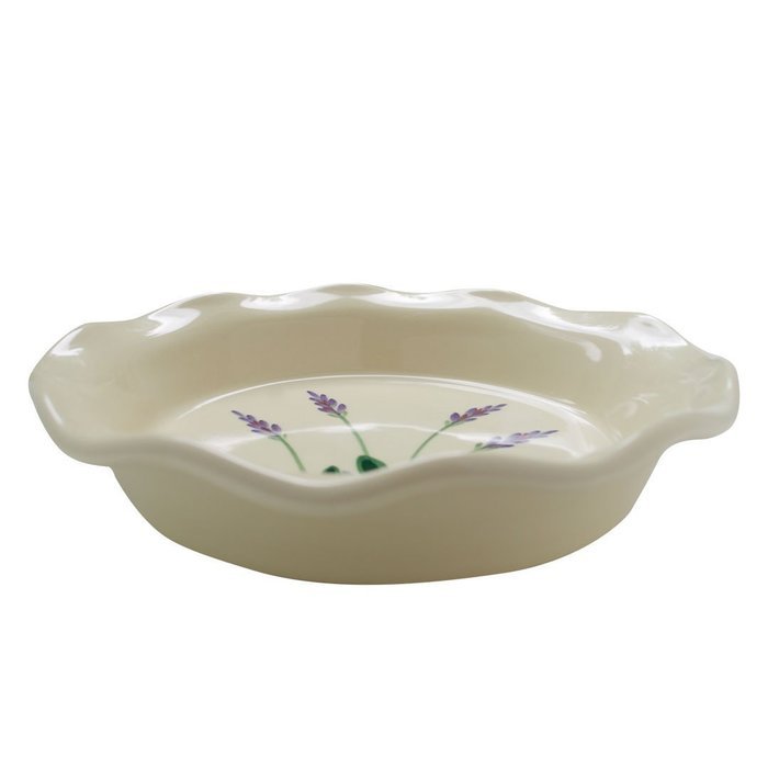 Large Ceramic Casserole Baker and Oven to Table 1 1/2 Quart Deep Serving Dish with Decorative Hand Painted Lavender... N9
