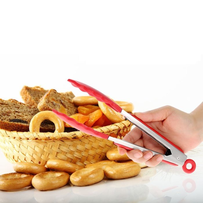 Zytho(TM) 9"/12" Optional Multi-functional Silicone Bread Clamp Tongs Non-Stick Food Clip BBQ Kitchen Accessories... N4