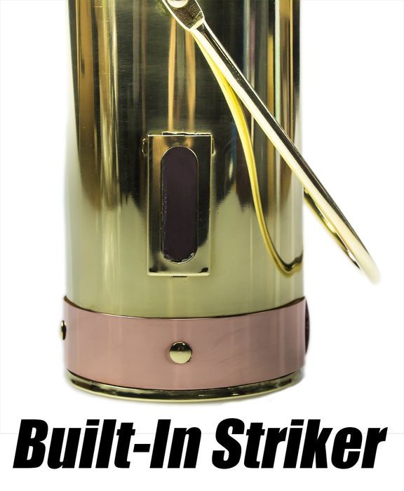 Polished Brass Fireplace Matchstick Holder & 40 Long Matches Bundle. Classic 8 Inch Tall, Two-Tone Design Complements... N6
