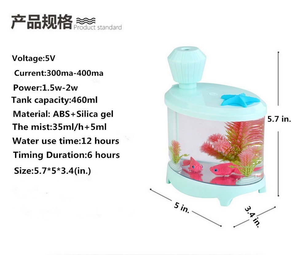 Z-Home USB humidifier aquarium lamp Home decoration Aquarium lamp atomizer Aquatic animals purification colorful... N6