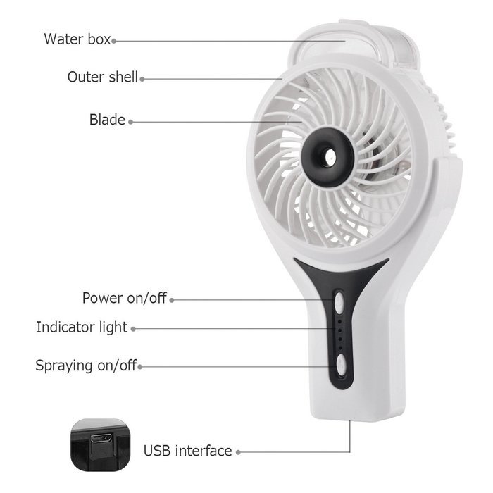 D-FantiX Portable Handheld Misting Fan Personal Cool Mist Humidifier Rechargeable Mini Fan Battery Operated/USB... N26