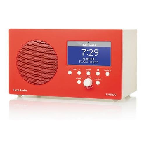 Tivoli Audio Albergo Clock Radio with Bluetooth, Gloss Red/White