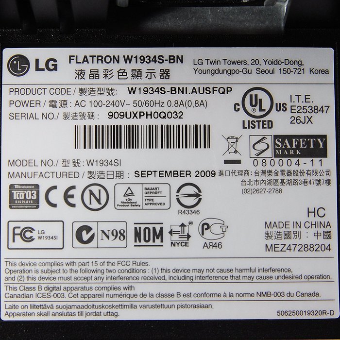 LG Flatron W1934S 19" 1440x900 16:10 5ms Widescreen LCD Computer Monitor Grade A N4