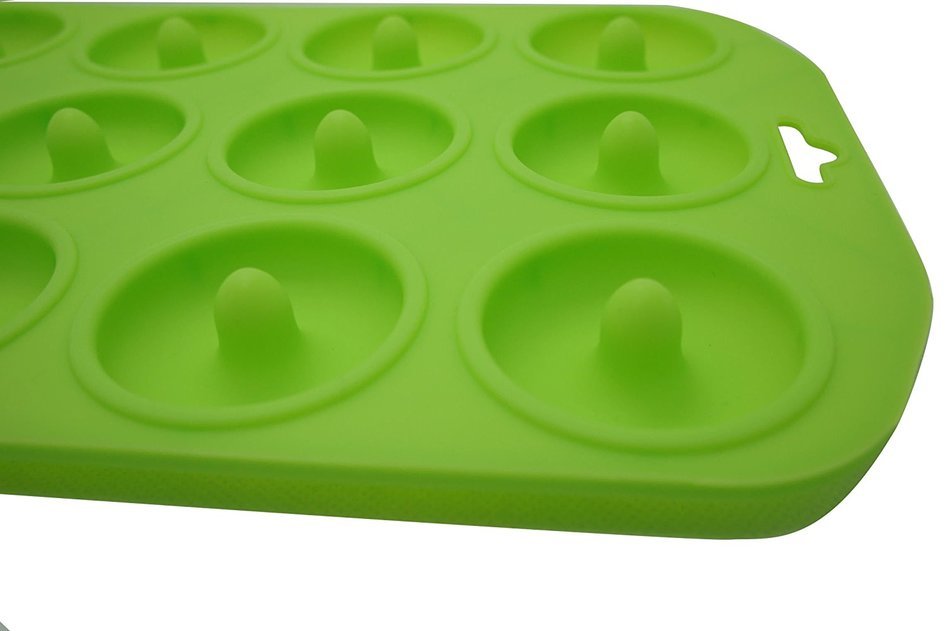 QBT Silicone 12-cup Mini Donut Cake Pan (Green)